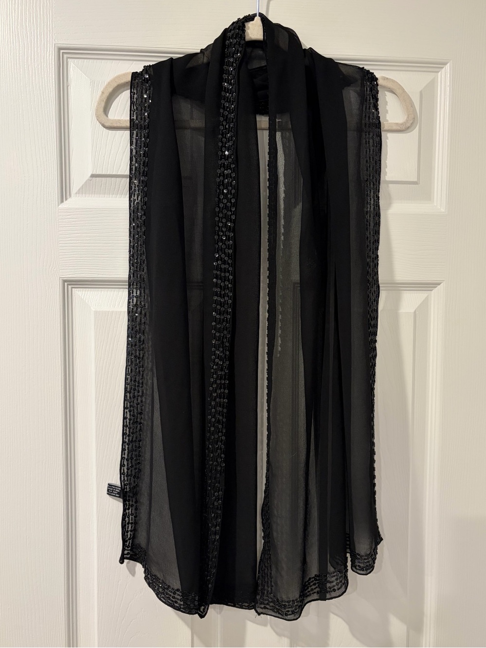 Black Beaded Sheer Scarf - Women Accessories